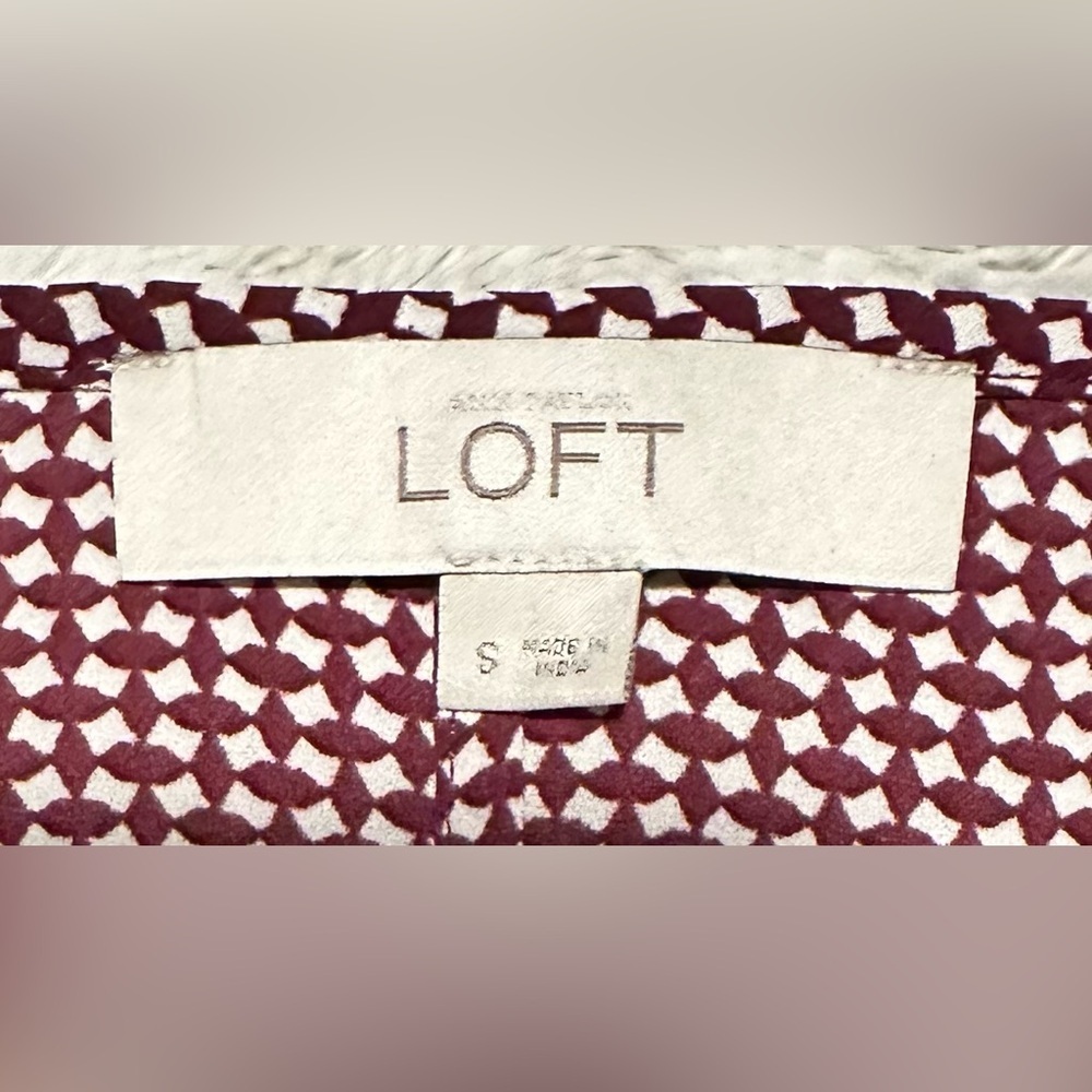 LOFT Maroon Red and White Patterned Tank Top - Picture 4 of 7